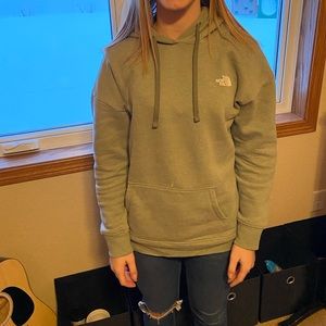 Army green north face  sweatshirt